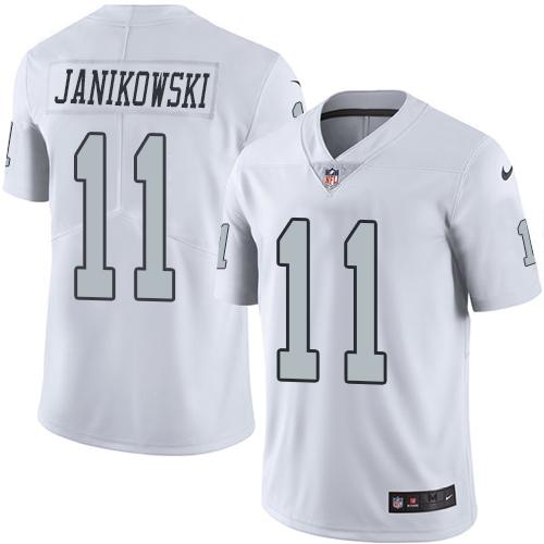 Nike Raiders #11 Sebastian Janikowski White Men's Stitched NFL Limited Rush Jersey